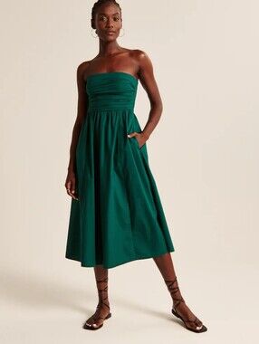 Abercrombie Strapless Poplin Midi Dress